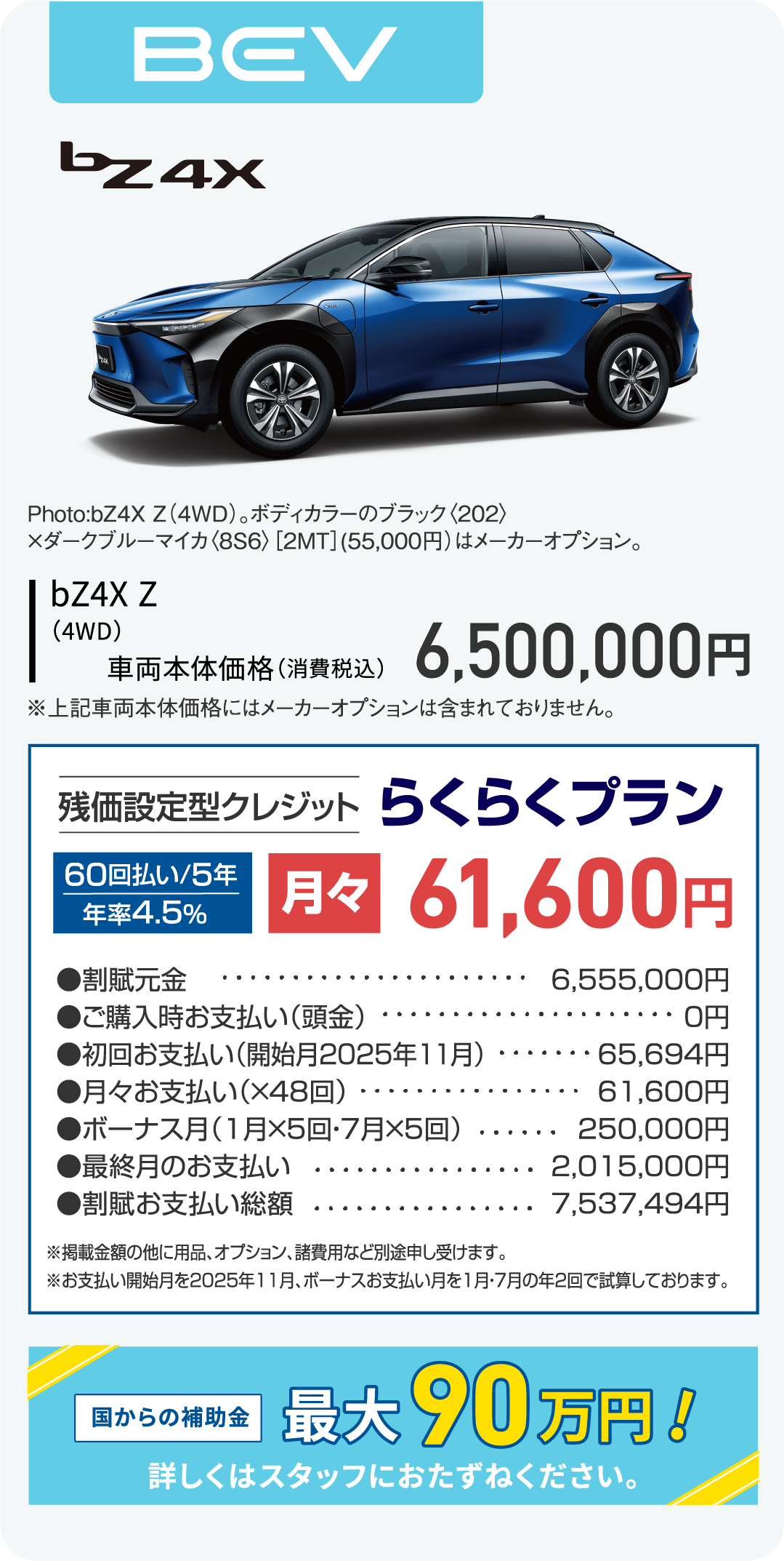 bZ4Xの場合